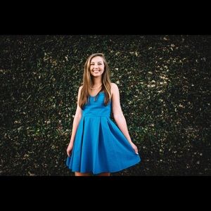 blue seersucker dress